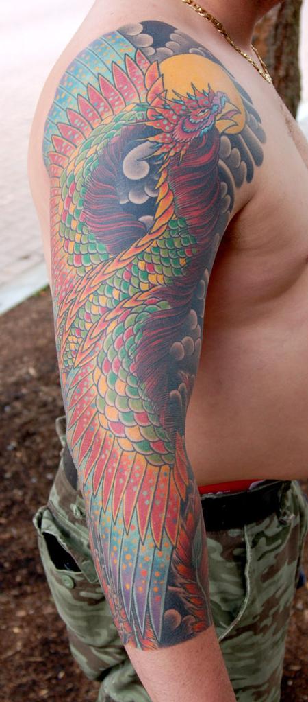 Tattoos - Traditional Japanese Phoenix sleeve by Eddie Molina - 68746
